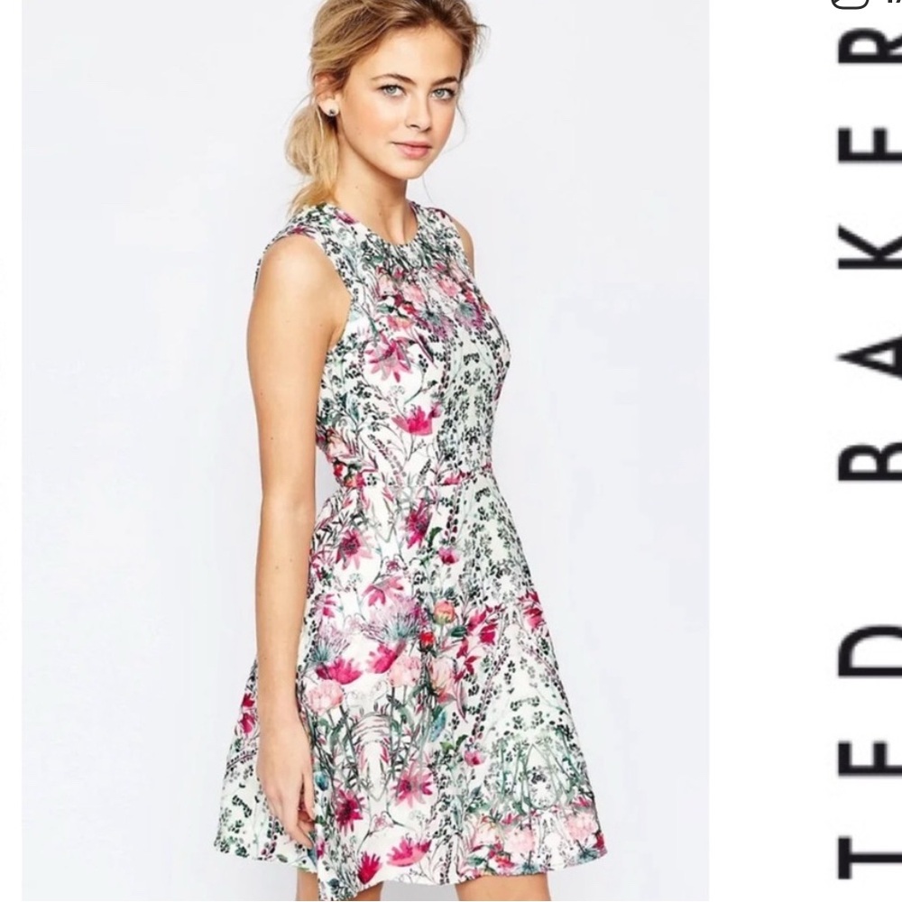 Ted Baker Pink and Green Floral Mini Dress